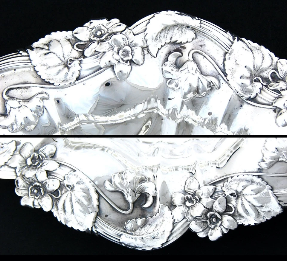 Antique Whiting Art Nouveau Sterling Silver 8.75" Bowl, "Violet" Pattern Floral - Image 4 of 4