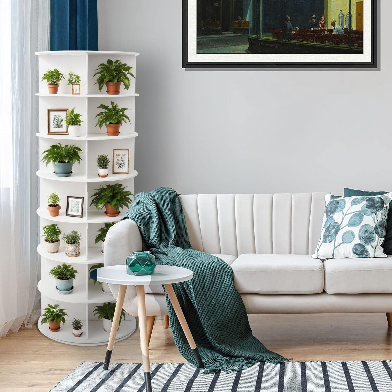 Rotating Shoe Rack Tower 7 Tier Organizer, Revolving 360 White Shoe Rack Storage