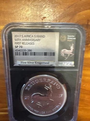 South Africa 2017 1 Rand Silver 1 oz Springbok Antelope NGC SP 70 50th Annv FDOI