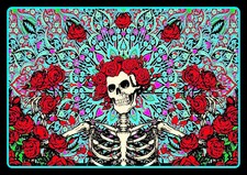 Pegatina vinilo mandala Grateful Dead Skeleton & Roses 4,75". Calcomanía de autobús hippie