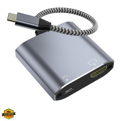 USB C to HDMI 2-in-1 Adapter, Thunderbolt 3 to HDMI Adapter, USB C Hub with P...