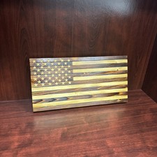 Patriotic Rustic Wooden American Flag Handmade And Hand Etched Stars