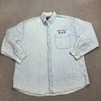 Wrangler Jeanshemd Erwachsene X Large blau Western Ranch Cowboy 90er Rodeo Pf...