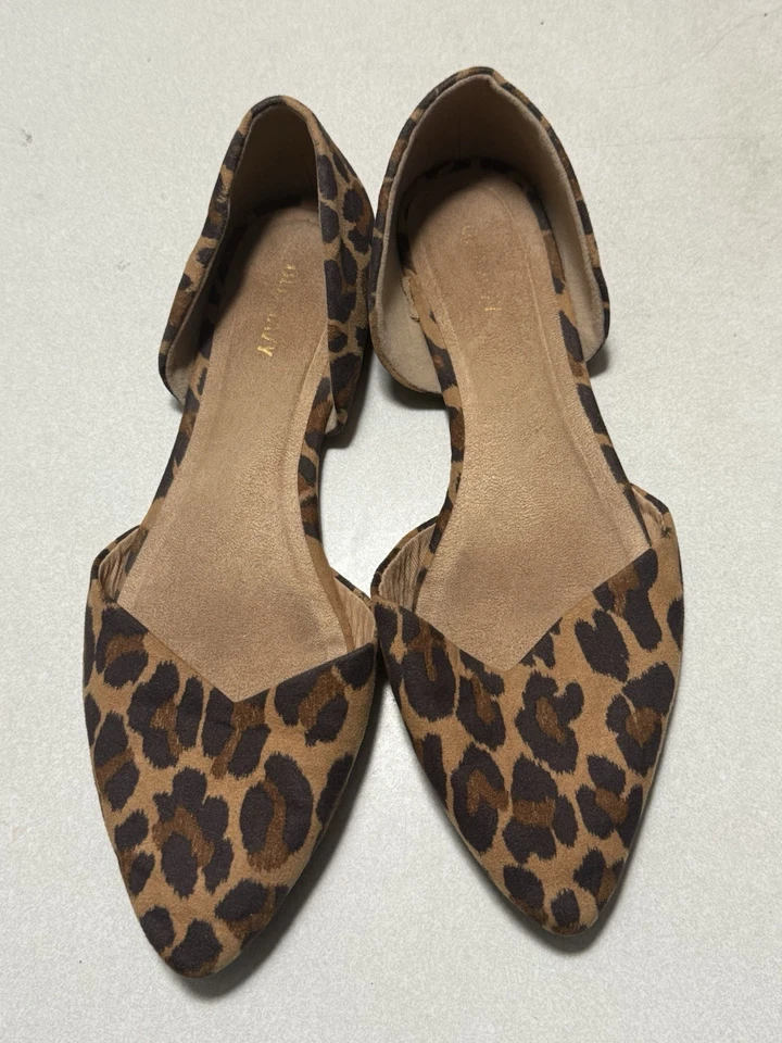 Zapatos planos informales para mujer antiguos con estampado de leopardo azul marino 8,5 usados en excelente estado de ballet Foto 3 de 4