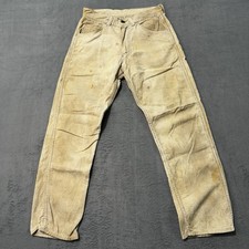 Vintage 70s Levi  s White Tab Big E Corduroy Tan Talon Zipper Trousers Mens 28x27