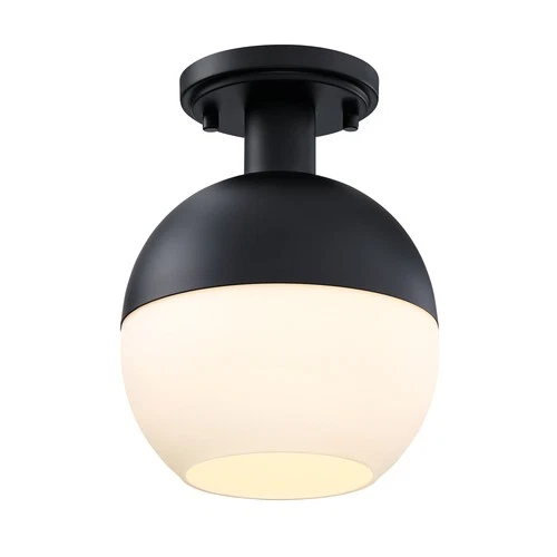 Designers Fountain D321M-SF Linden 8"W Semi-flush Globe Ceiling - Black - Picture 5 of 7