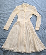 Vtg Womens 70s Ivory MAYBE Gunne Sax Prairie Maxi Dress Lace Size Small Boho