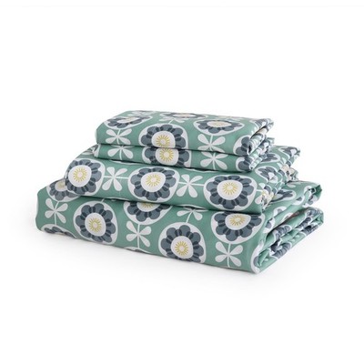 JSD Green Floral Cotton Sheet Set Full, 300 Thread Count Printed Sateen Sheet...