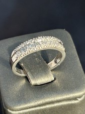 Elegant Baguette and Round Diamond Ring 10k White Gold Size 7