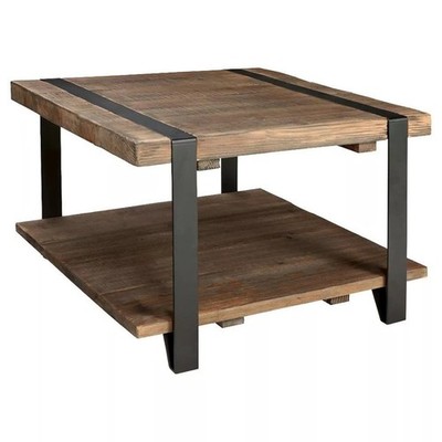 Modesto 27'' Square Coffee Table - Solid Wood & Metal for Small Spaces