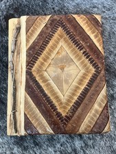 Vintage Scrapbook Handmade 9 x 7 photo Album book mid century wood