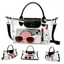 Clear Bag for Stadium Events With Adjustable Shoulder Strap for Concert Black