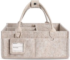 Diaper Caddy Organizer - Large Baby Caddy Organizer with Handle Oatmeal 
