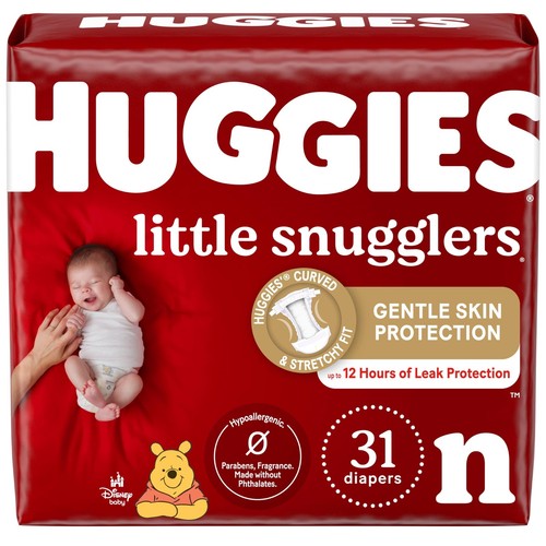 Huggies Little Snugglers Newborn Diapers 31 Count Leak Free Hypoallergenic