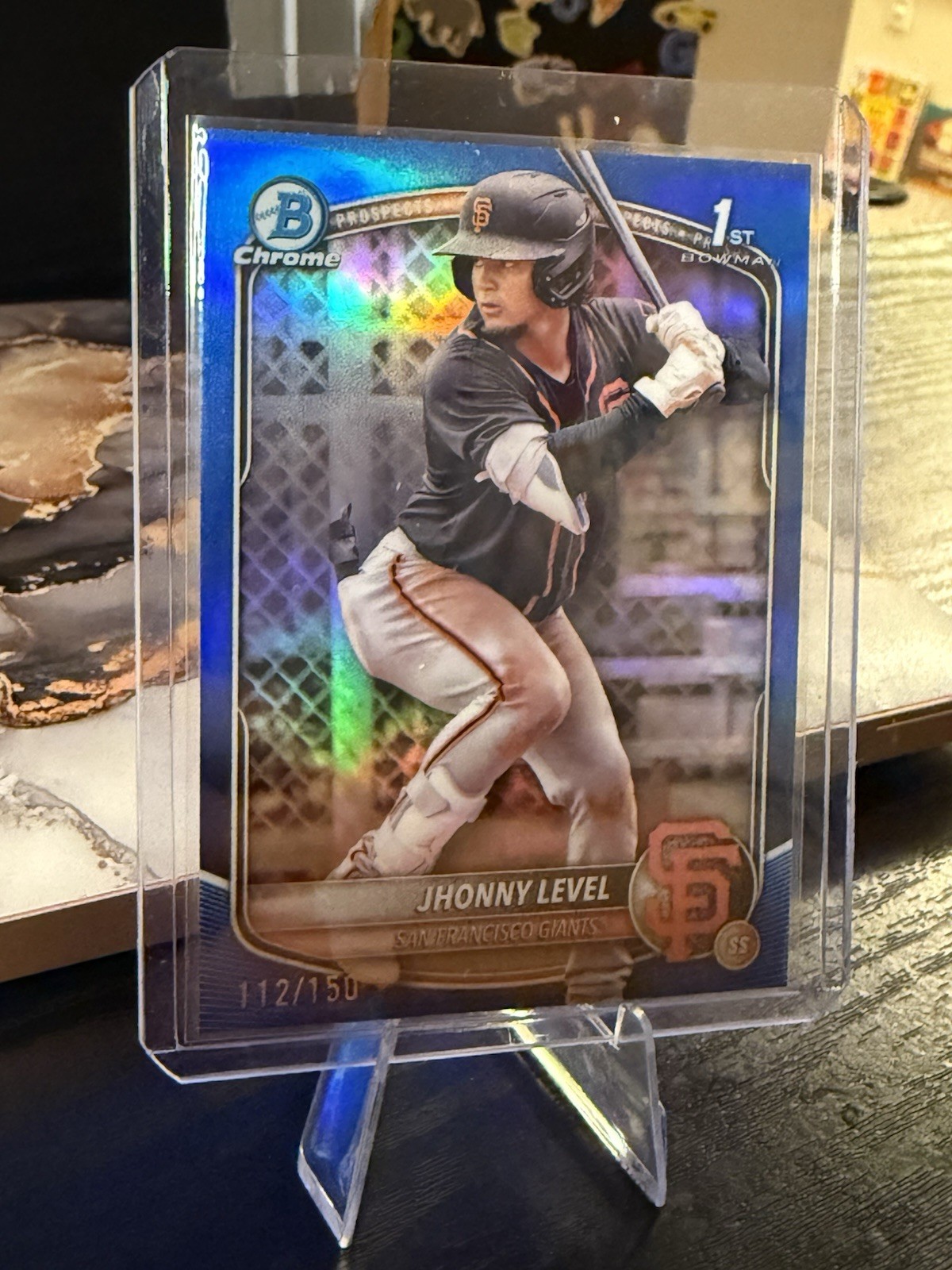 2025 Bowman Chrome Jhonny Level True Blue Refractor /150 1st Bowman