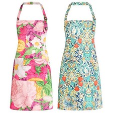 Tablier Floral pour Femme avec Poches, 2Pcs Tablier en Toile Réglable pour Multi