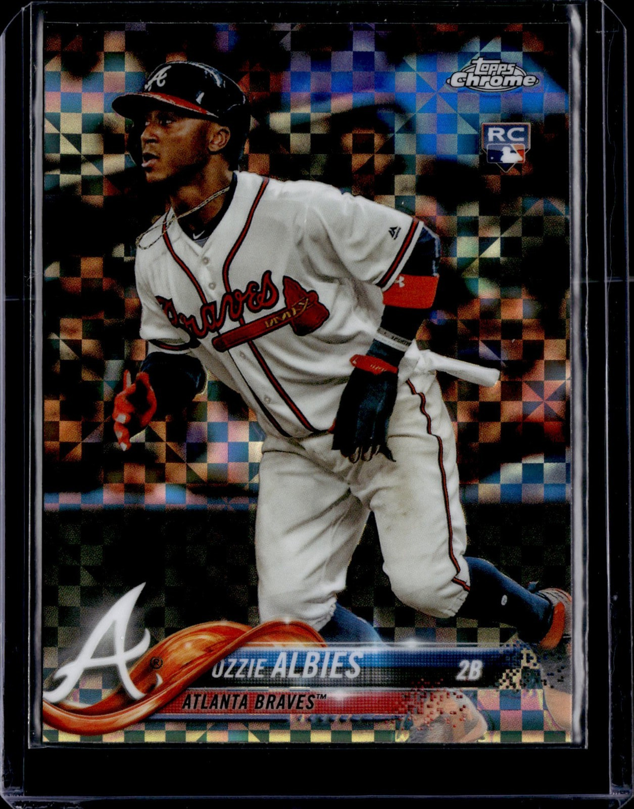 2018 Topps Chrome Ozzie Albies X-Fractor #72 Rookie RC Atlanta Braves