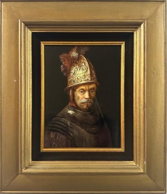 Nach Rembrandt, Harmensz van Rijn: Porträt eines Mannes, Emailgemälde