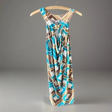 Trina Turk Halter Dress Multicolor Silky Cover-Up M Shower Beach Resort Travel