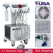Portable Dental Mobile Delivery Unit System 4 Hole Suction Cart Air Compressor