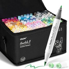 Ohuhu Alcohol Markers 168-color Double Tipped Brush  Fine- Refillable Markers