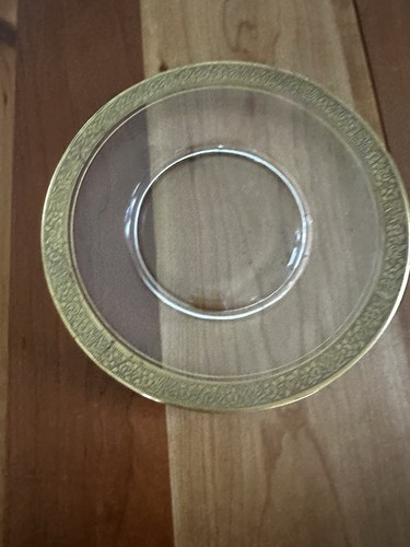 (8) VTG Tiffin Rambler Rose Clear Glass Plates with Gold Floral Rim - Picture 8 of 23