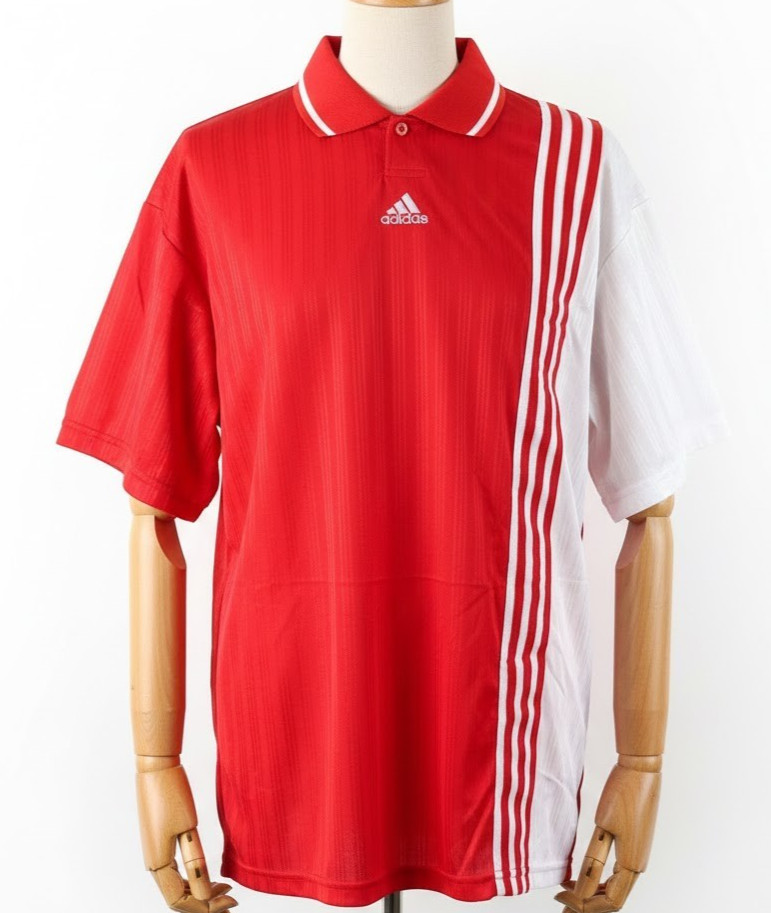 VTG Adidas Spain 90s Soccer Jersey Template Red White Stripes Made in USA NWT