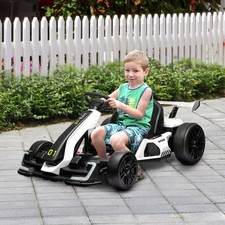 24V 7.5 MPH Electric Go Kart with Adjustable Seat, Slow Start, White
