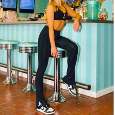 Five the Label Split Flare Bootcut CrossOver Leggings Size XS Black