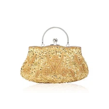 Evening Clutch Bag for Vintage Beaded Sequin Handbag Bridal Wedding Purse Fas...