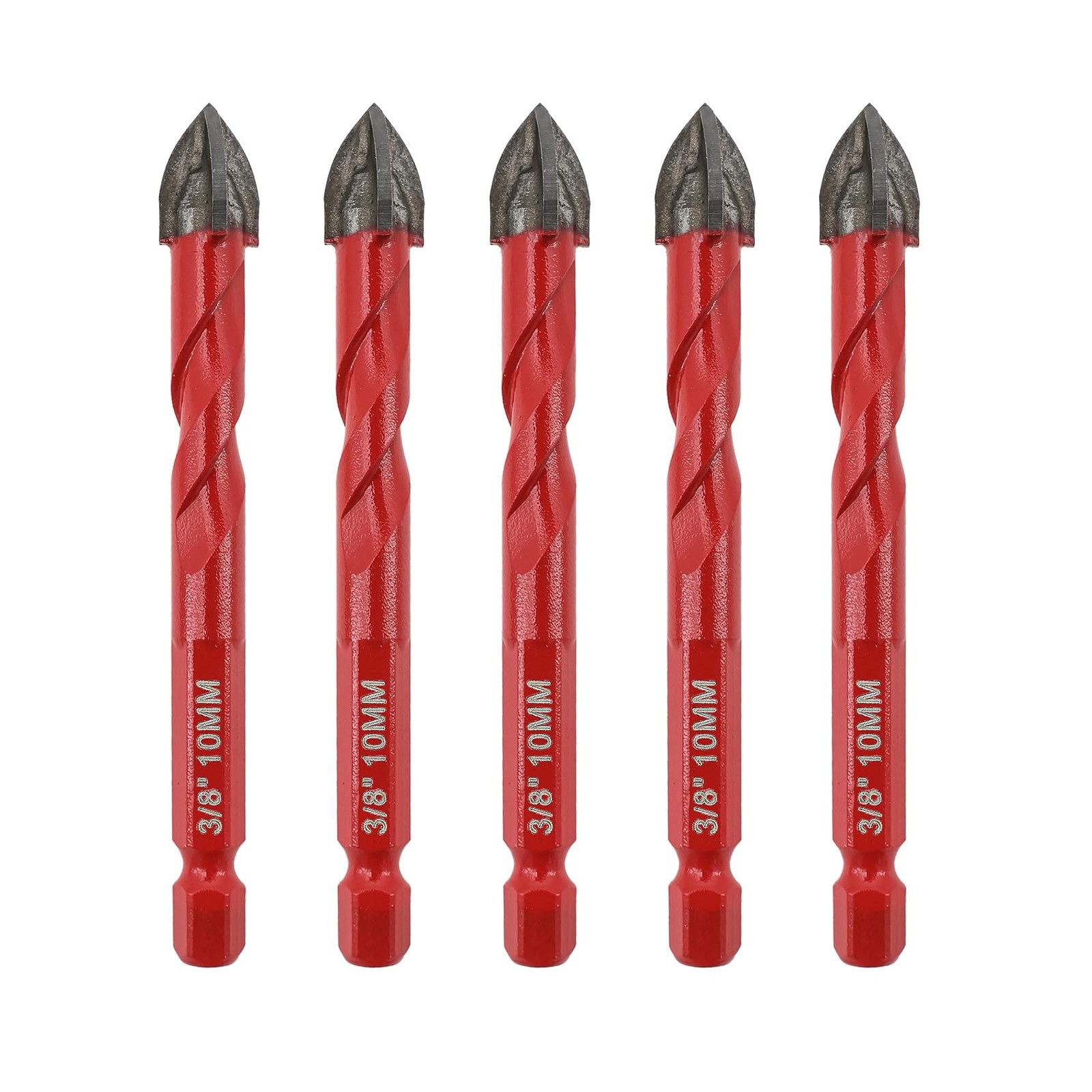 Foret au Carbure 10mm Set de 5 Pièces pour Perçage à Sec avec Queue Hexagonale