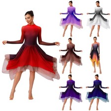 Women Praise Dance Dress Long Sleeve Tunic Worship Liturgical Lyrical Dancewear