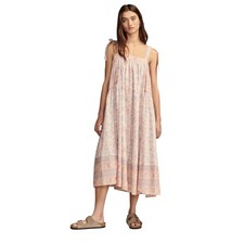 Lucky Brand Grateful Dead Floral Dancing Bears Whimsical Boho Midi Dress Pink M