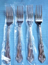 New Oneida AZALEA Set of 4 Dinner Forks Stainless Flatware (7 5/8")