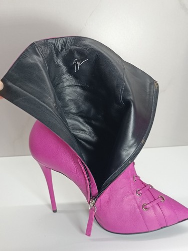 Giuseppe Zanotti Pink Leather Ankle Boots Pointed Toe Stiletto Heel 38,5 cm - Foto 13 di 24
