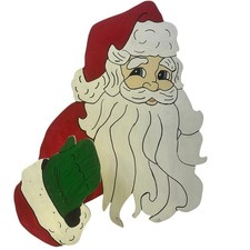 Hand Painted Wood Santa Wreath Holder 21"