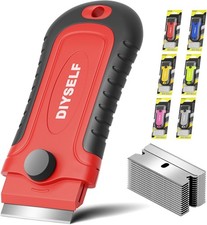 DIYSELF 1 Pack Razor Blade Scraper with 15 Extra Blades, 1 Pack, Red