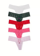 VICTORIA'S SECRET 5-Pack Lace Thong Panties Size L, M, S New D1-3