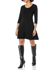 Karen Kane Women's 3/4 Sleeve Sweaterdress, Black Size XL