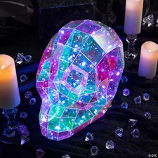 9 1/2" Halloween Multicolor Prismatic Skull Light-Up LED Light 14541084