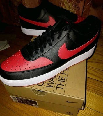 Nike Court Vision Low Next Nature BRED Mens 10 (FJ0685-010) Black/University Red