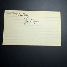Joe Dugan Signed Index Card New York Yankees
