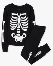 The Children's Place Glow in Dark Skelton Family Pajamas Halloween Youth 8