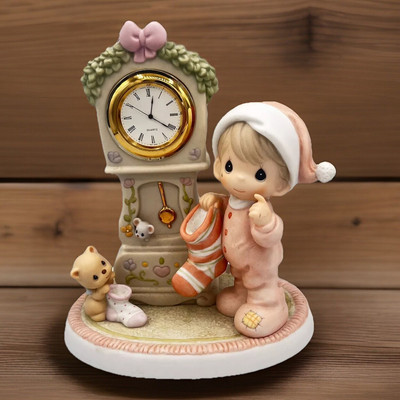 Precious Moments Boy w/Clock Figurine # 532932~It's Almost Time For Santa