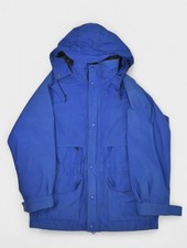 Eddie Bauer Jacket Mens Large Blue Goretex Rain Coat Hooded Parka Vintage