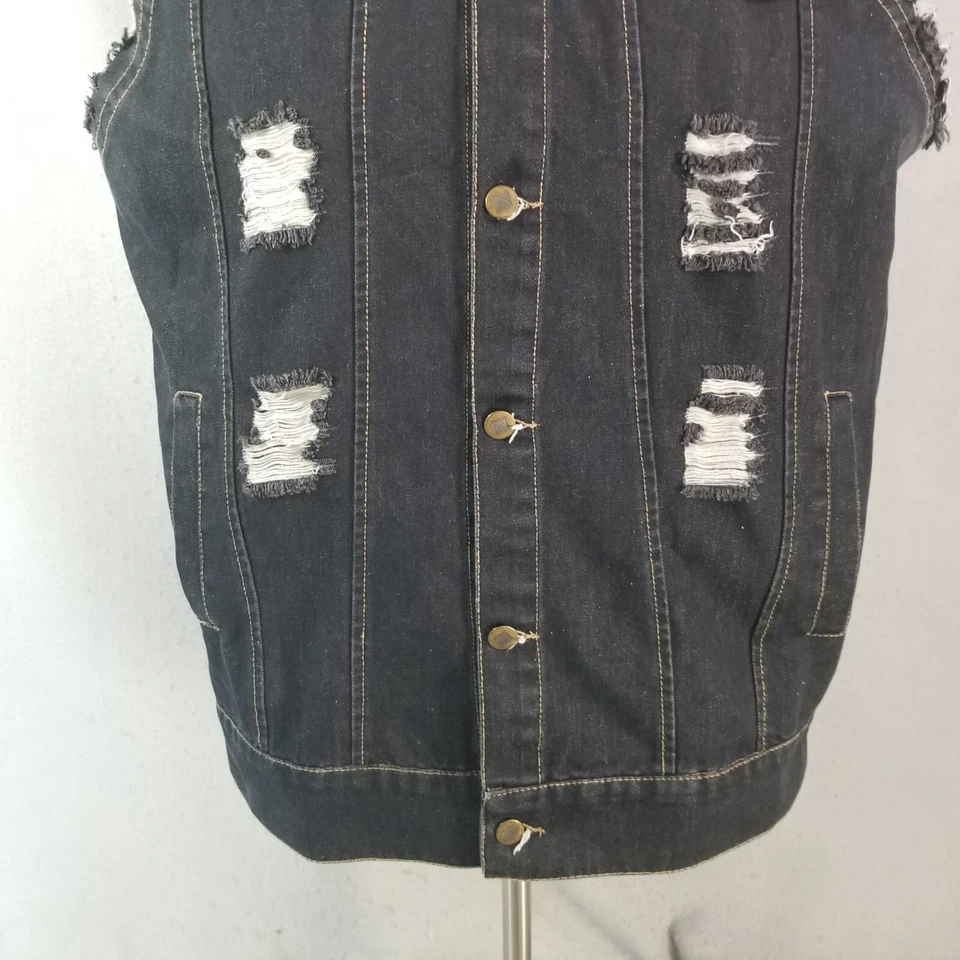 Hudson Denim Chaqueta Chaleco Mujer XL Extra Grande Negro Tachonado Americano Motociclista Foto 3 de 4