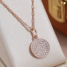 585 rose gold Square Long Pendant With Zircon Necklace 