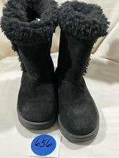 Girls youth Kohls So Sophiablack Size 2 Black Suede Faux Fur Ankle Boots