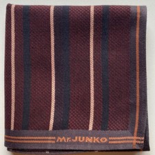 VINTAGE JAPAN HANDKERCHIEF COTTON BROWN STRIPED MEN'S POCKET SQUARE 18" B0274