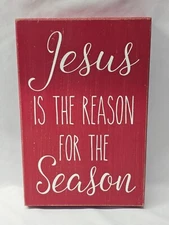 Quill To Paper JESUS IS THE REASON Sign By Sixtrees - 12" x 8" Wood Wall Decor